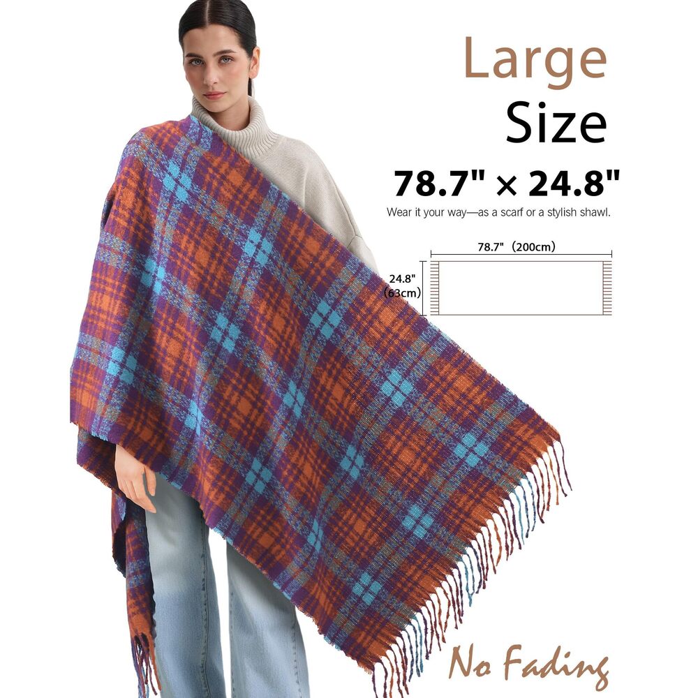 2583 Scarf For Women- Scarves Women Winter Warm, Plaid Long - Picture 5 of 7